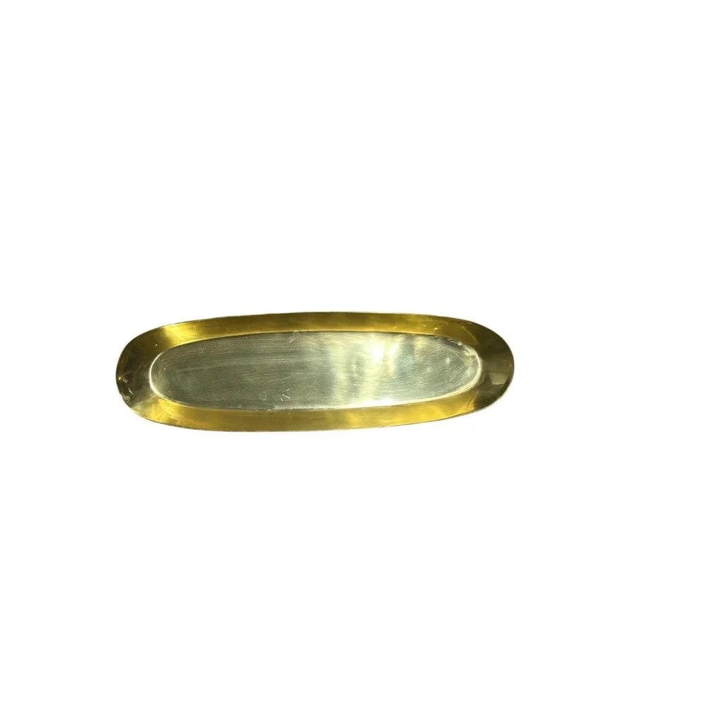 Oval Brass Tray Gold Tone Serving Tray Coffee Table Decor Catchall 20